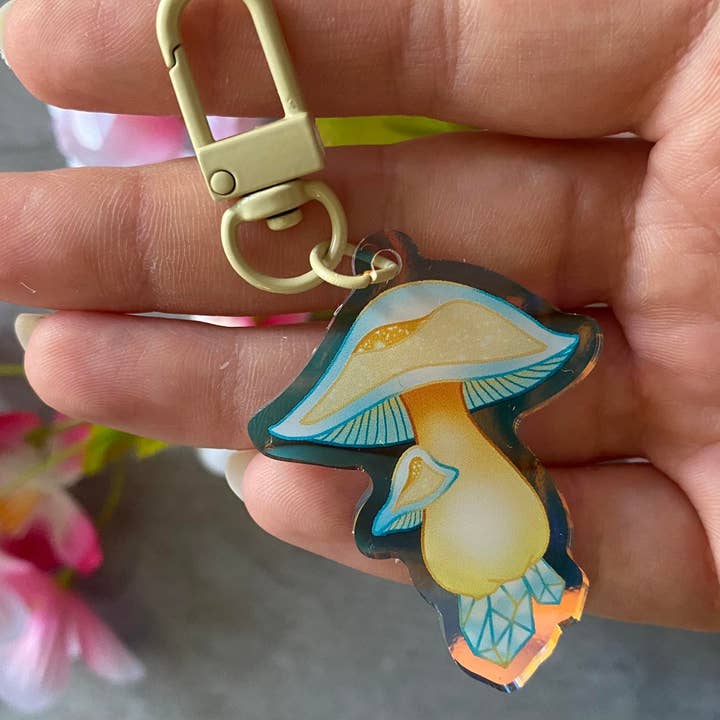 Crystals Shroom Acrylic Keychain for wholesale by Arthelios Studio