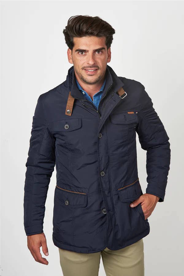 williot – Großhandel Jacke - Herren – Husky leichte lange wasserdichte Jacke in Marineblau
