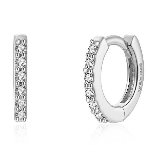 Lange øreringe/zirkoner hoop - 10mm hoop - sølv for engroshandel hos Buganto