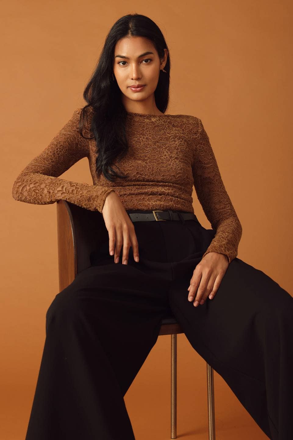 Brown A woven lace bodysuit - IT13216 for wholesale on Faire4