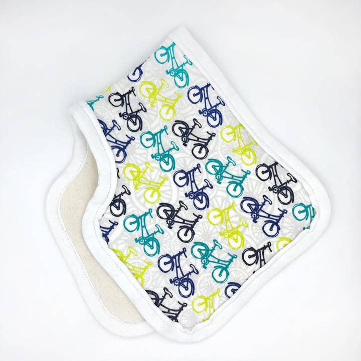 Whimsical Wheelies Organic Cotton Burp Cloth for wholesale by Sunny Day Designs