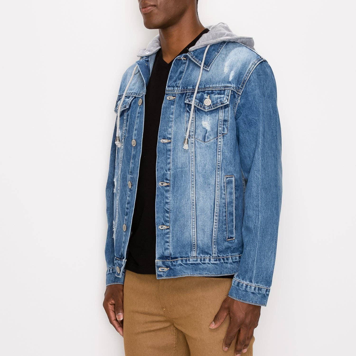 Victorious - Wholesale Denim Jacket - Men's - DK109 LAYERED HOODED DENIM JACKET (OPEN PACK)3