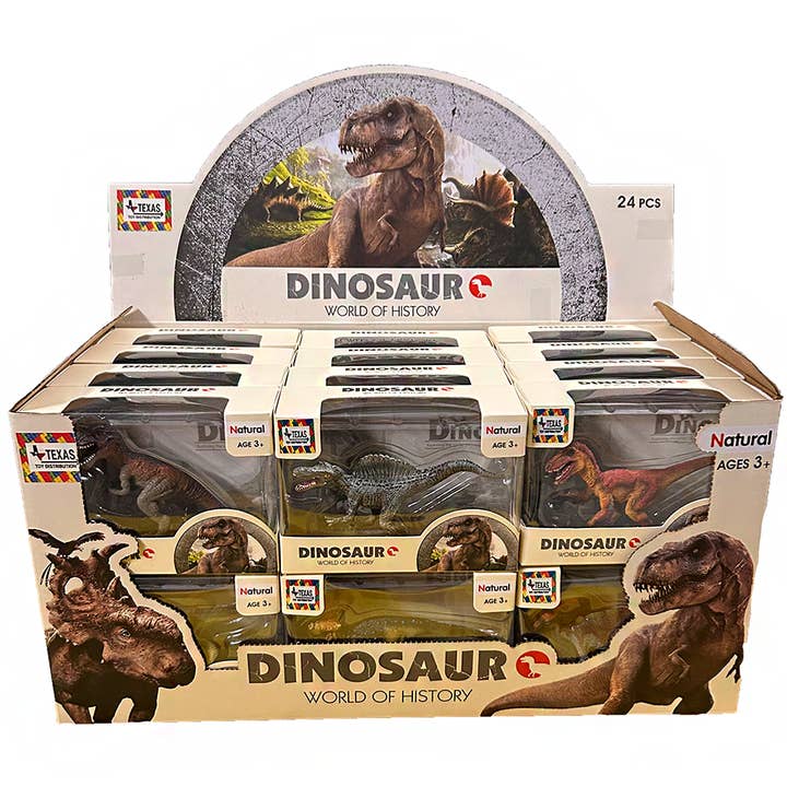 Texas Toy Distribution - Wholesale Figurine toy – Kids - Dinosaur Figurine Display of 24 Dinos, x6 Styles