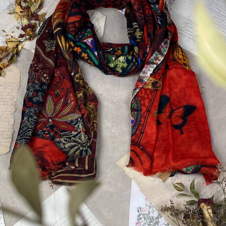 BROKANTE - Wholesale Scarf - Women's - Large cashmere scarf MARIA ONYX