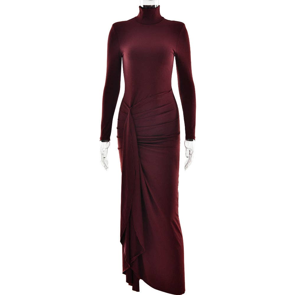 Marayn – Vestido - Mulher por atacado – Vestido Midi Justo com Fenda Alta Sexy e Elegante para Outono 20251