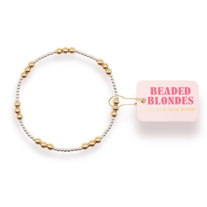 Pulsera ILY de plata con oro para venta al por mayor de Beaded Blondes