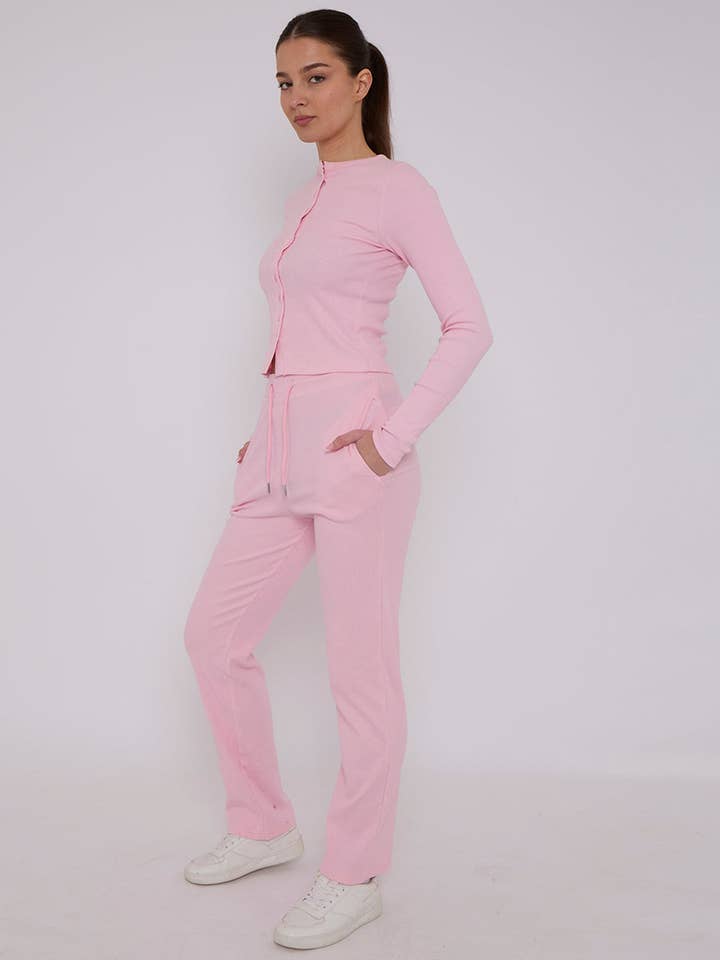 AX Labels - Wholesale Top & Pant Set (NOT Loungewear) - Women's - Ribbed Front Button Detail Top & Wide Leg Trouser Co-ord11