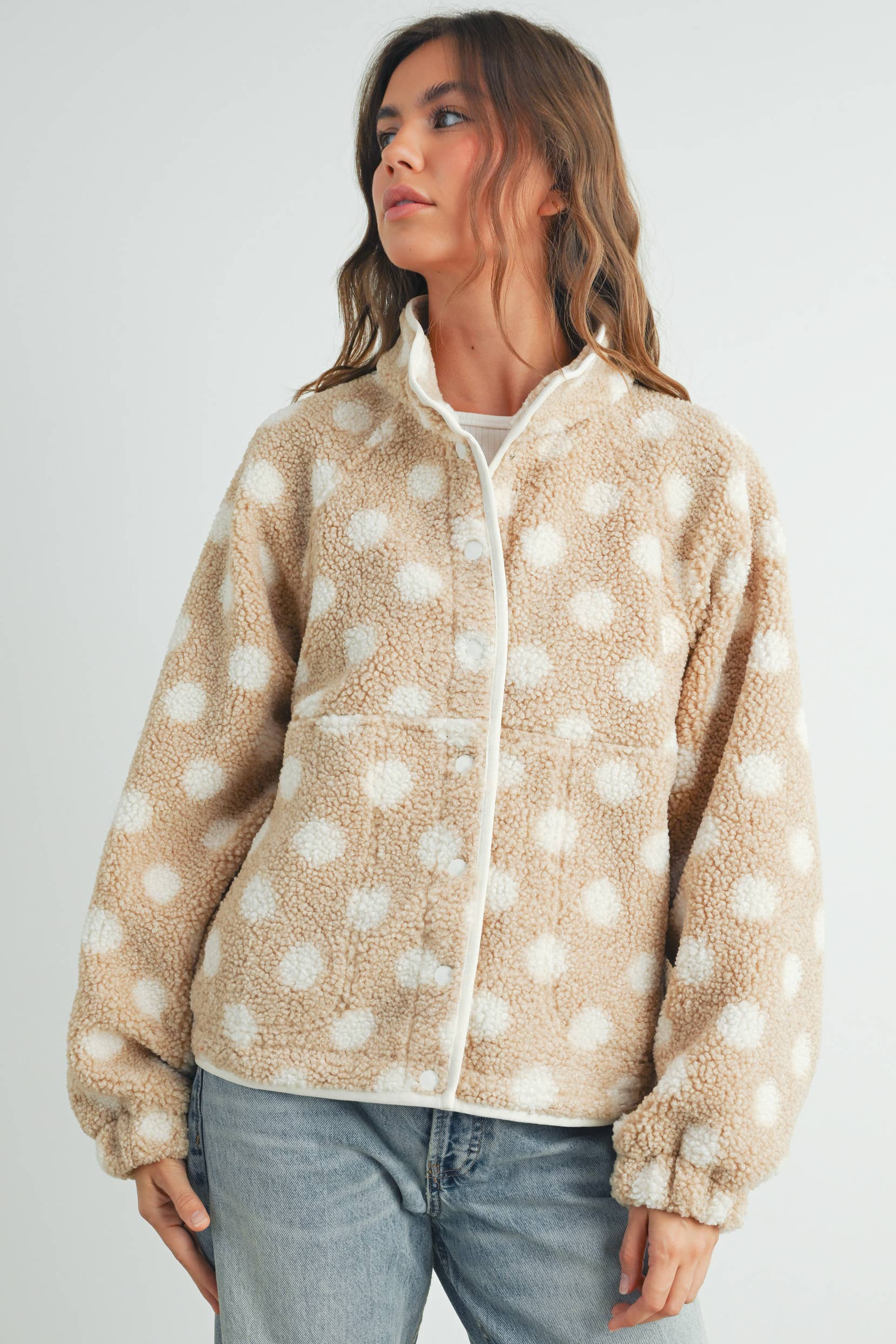 BUTTERMELON - Wholesale Jacket - Women's - Fall/Winter Polka Dot Button Down Jacket - BMJ742018