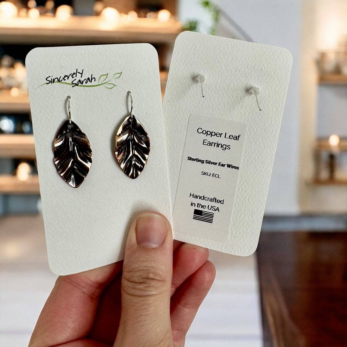 Sincerely Sarah - Wholesale Dangle Earrings - Copper Leaves Earrings2