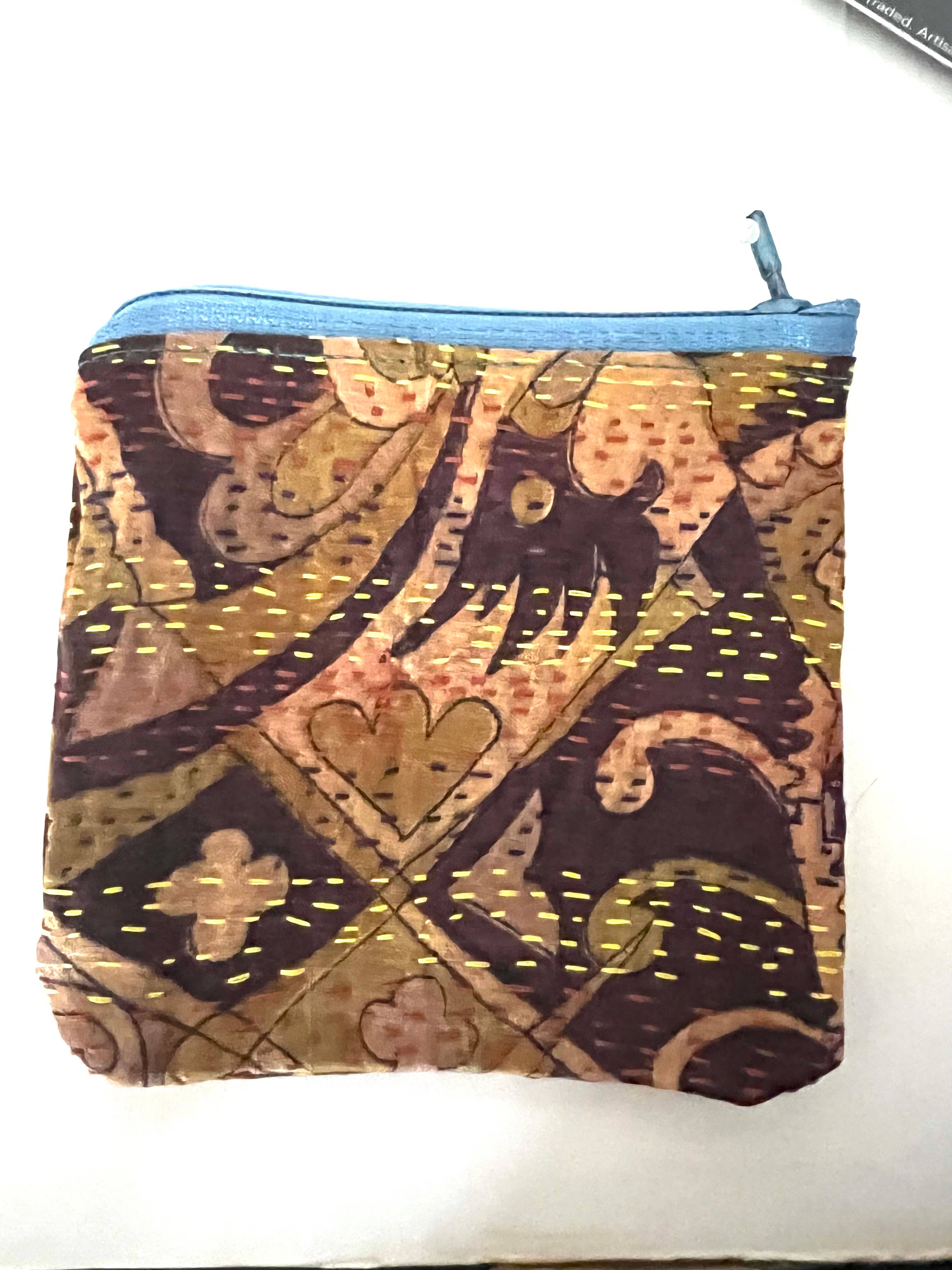 Erik & Mike - Wholesale Pouch - Women's - Kantha  embroidered stitch small pouch vintage silk assorted3
