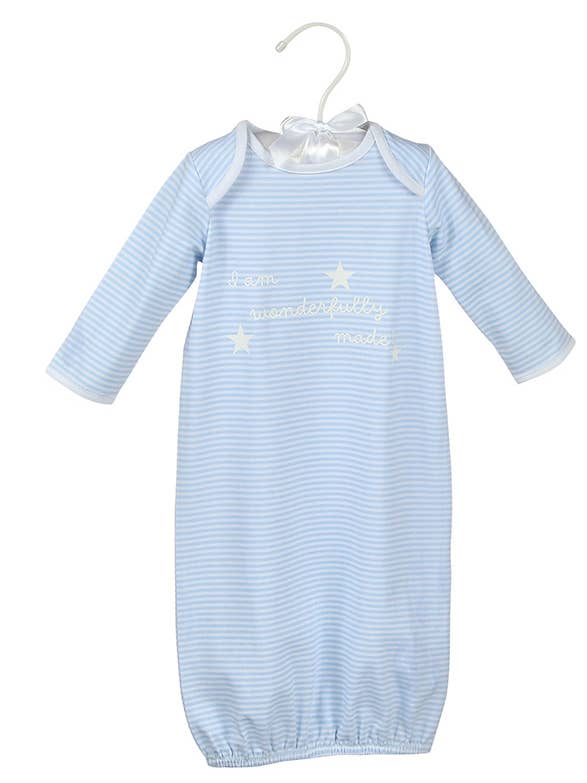 London Bridge & Maison Chic - Wholesale Clothing Set - Baby - Blue Wonderfully Made Bamboo Sack Gown & Cap