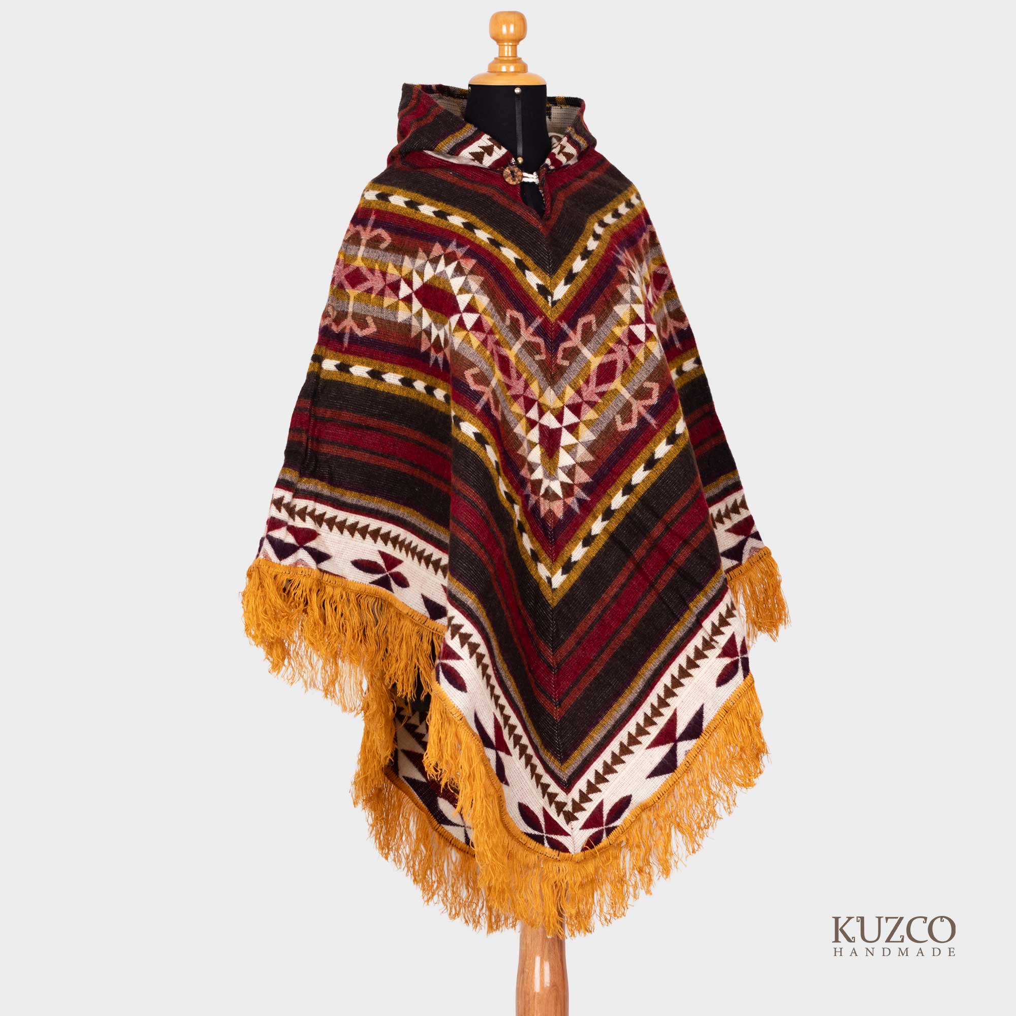 KuzcoHandmade - Venta al por mayor Poncho - Unisex - Poncho Andino de Alpaca de Ecuador con Capucha Unisex3
