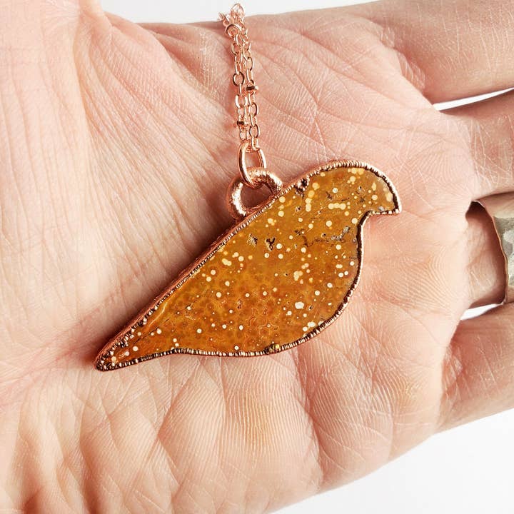 MergingMetals - Wholesale Pendant/Charm Necklace - Ocean Jasper Bird Totem Necklace4