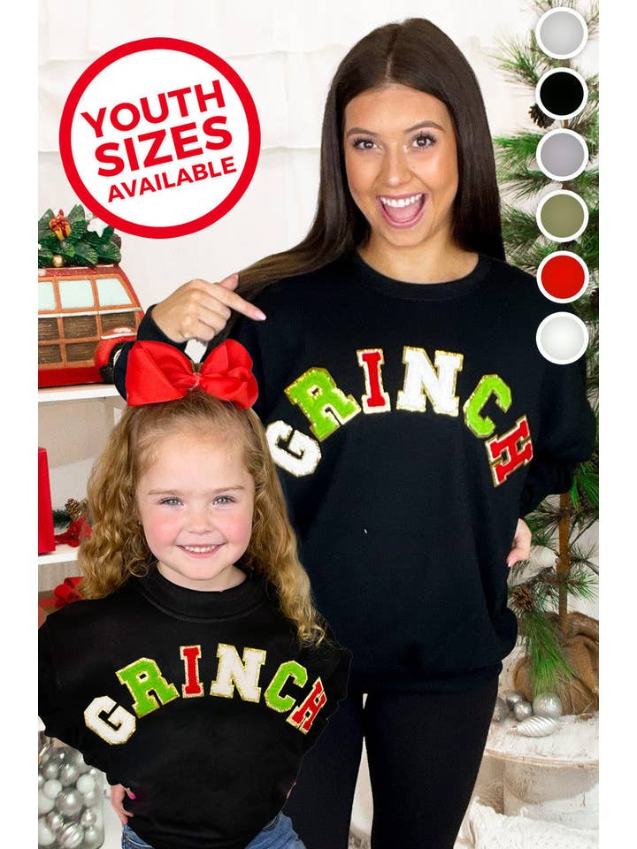 Sugar Stitch - Wholesale Graphic Sweatshirt - Women's - Grinch Ideal Chenille Sweatshirt