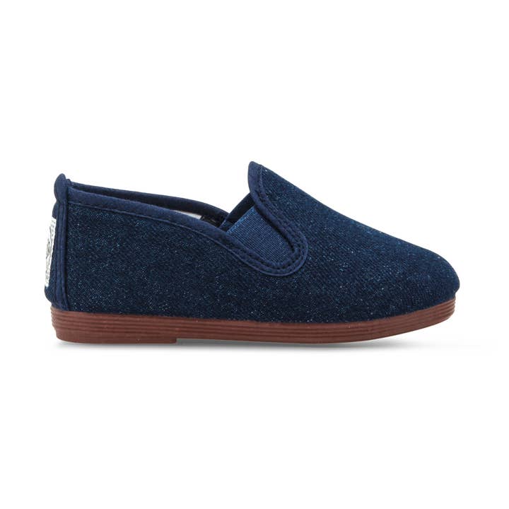 Chaussures à enfiler Pamplona en denim pour enfants pour la vente par Flossy Shoes