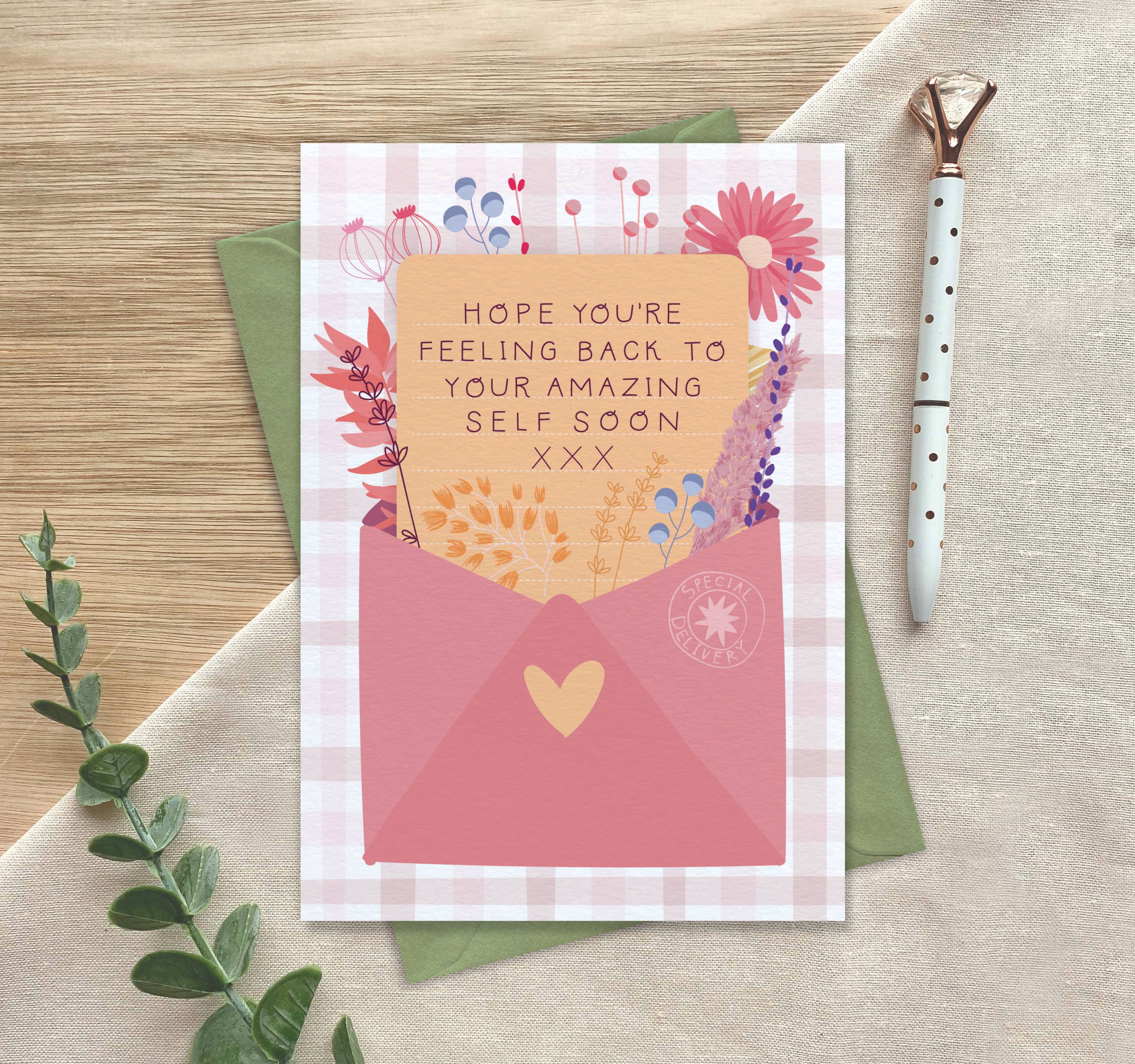Two For Joy Illustration – wholesale Encouragement card – Back to Yourself Soon Greeting Card1