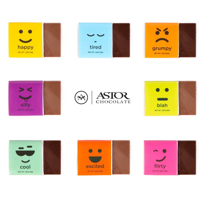 Astor Chocolate Corp. - Wholesale Chocolate Bar - Moodibars® Squares Tub - Assorted Squares (120 pcs in tub)3