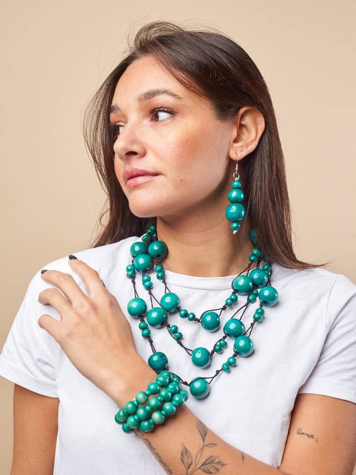 Collier artisanal en bois réglable Bonnie pour la vente par Bijondo