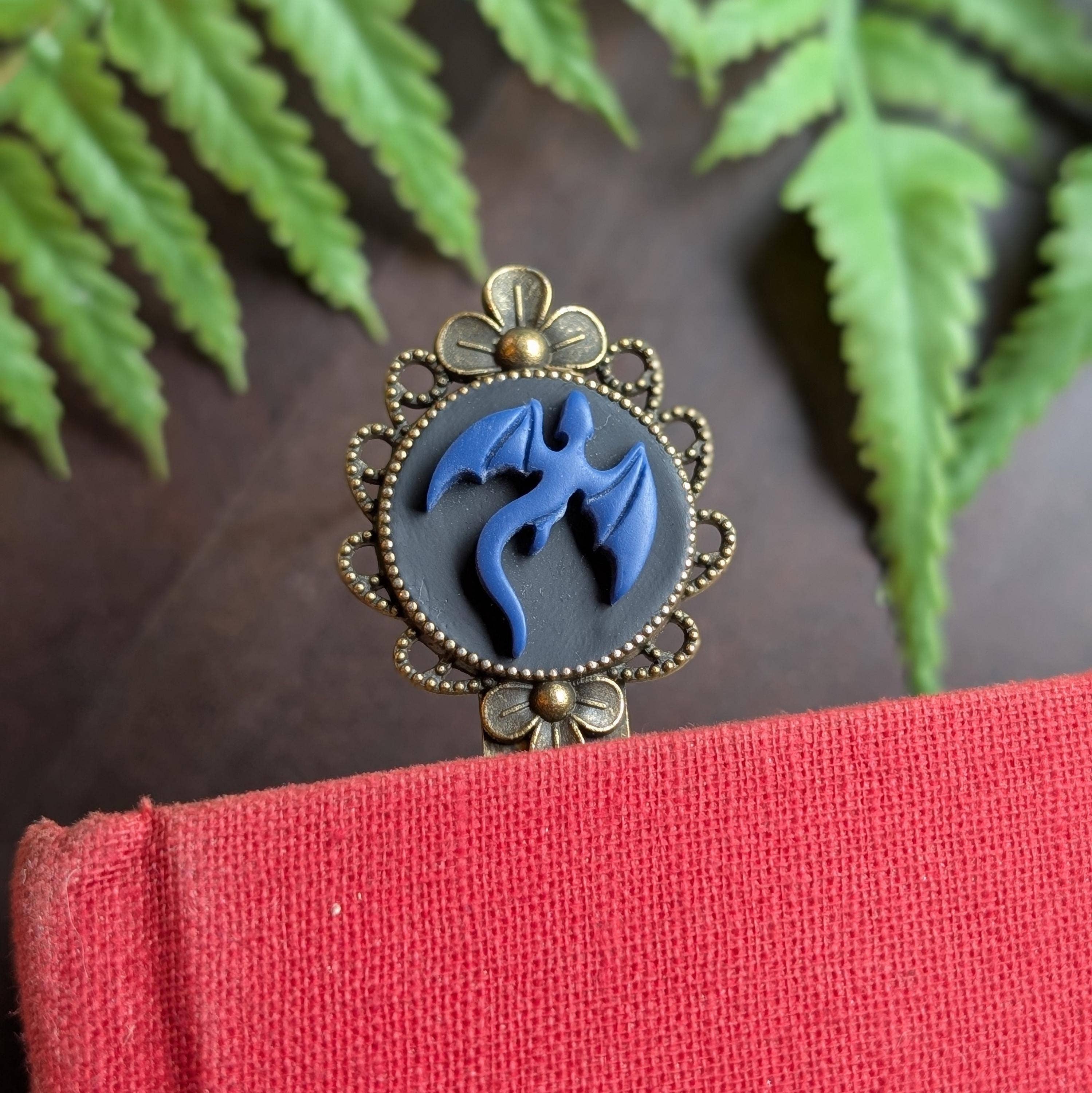 The Midnight Glen - Wholesale Bookmark - Handmade Dragon Bookmark, Polymer Clay and Brass4