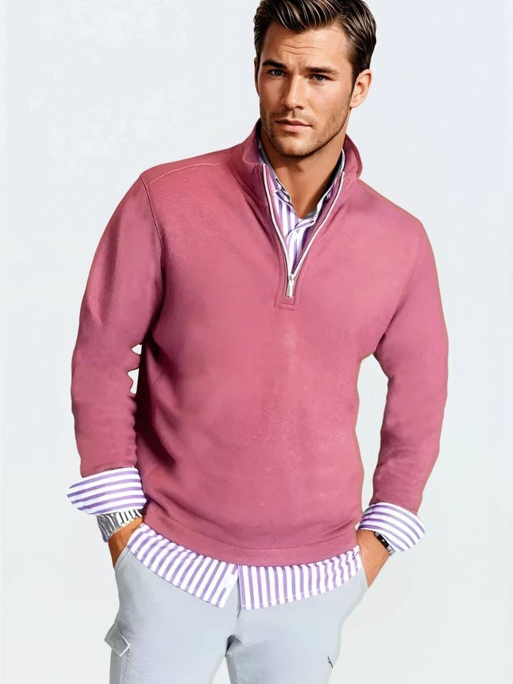 Sweatshirt com Fecho de Meio Zíper Voey - Vinho por atacado de Buki