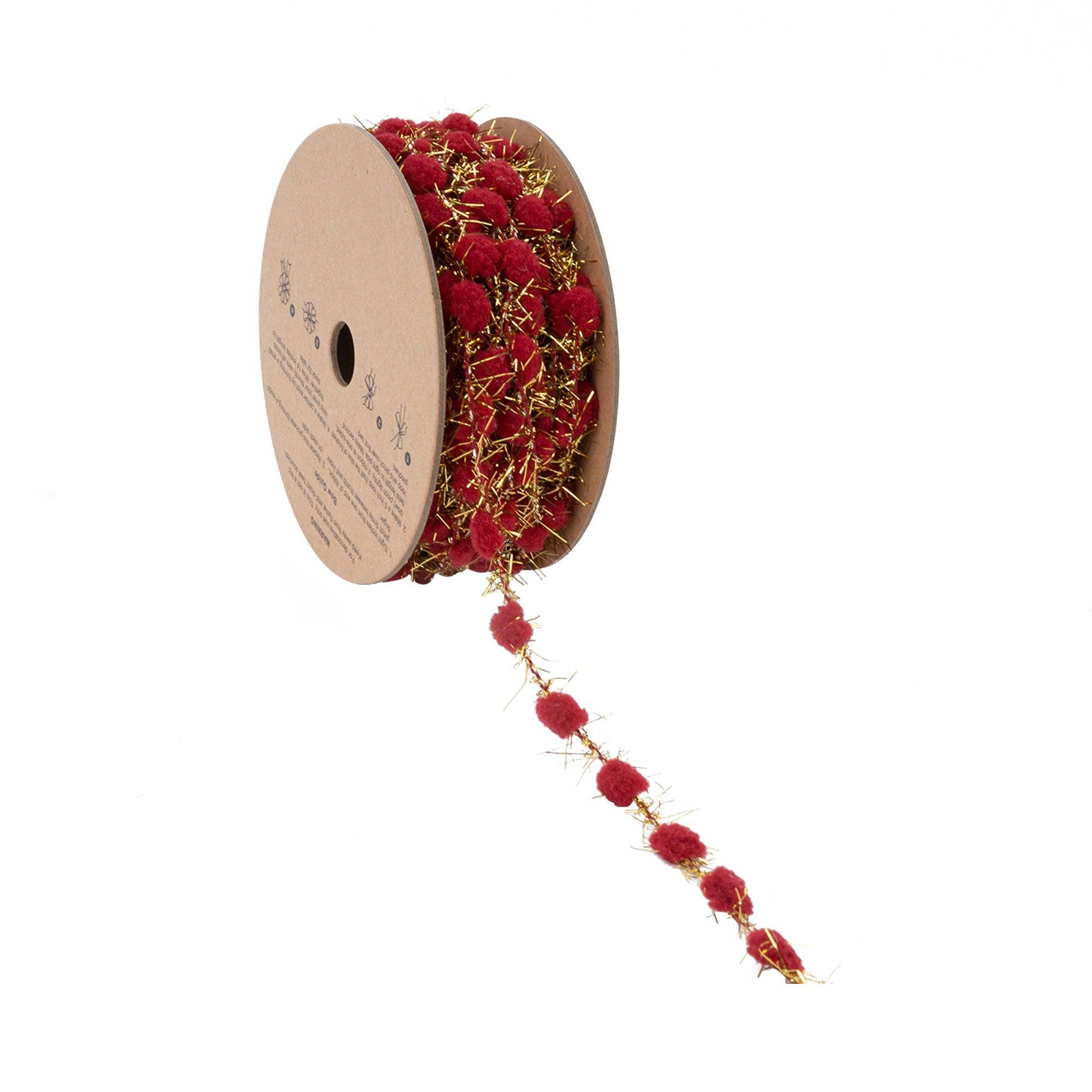 LA Ribbons Wholesale – Großhandel Bastelzubehör – 3/8" Lametta-Pompon | Rot | 10-Yard-Rolle2