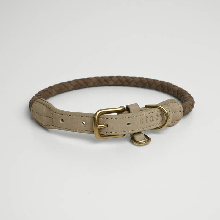Kaia Geflochtenes Hundehalsband | Taupe für den Großhandel von Staey