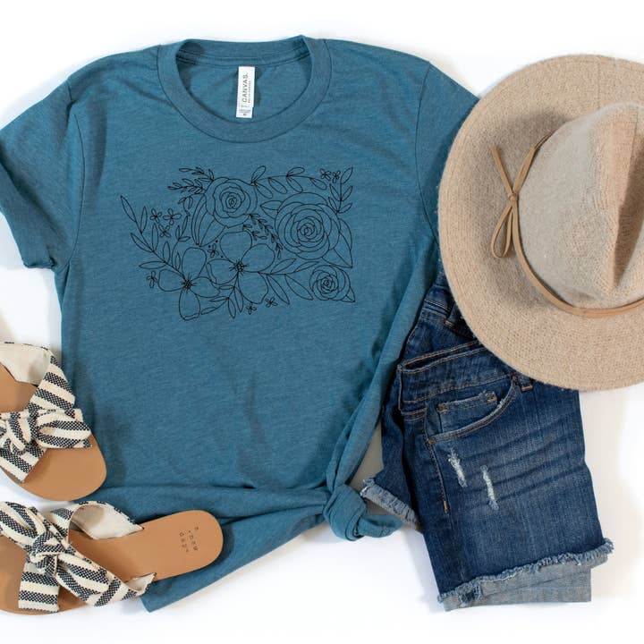 Washington Floral State Graphic Tee for wholesale by Indigo Bramble Boutique