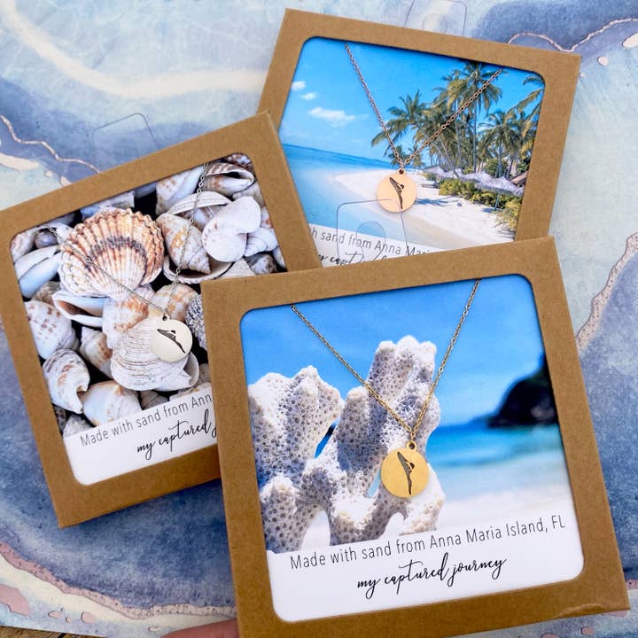 Anna Maria Island Sand cutout necklace for wholesale by My Captured Journey