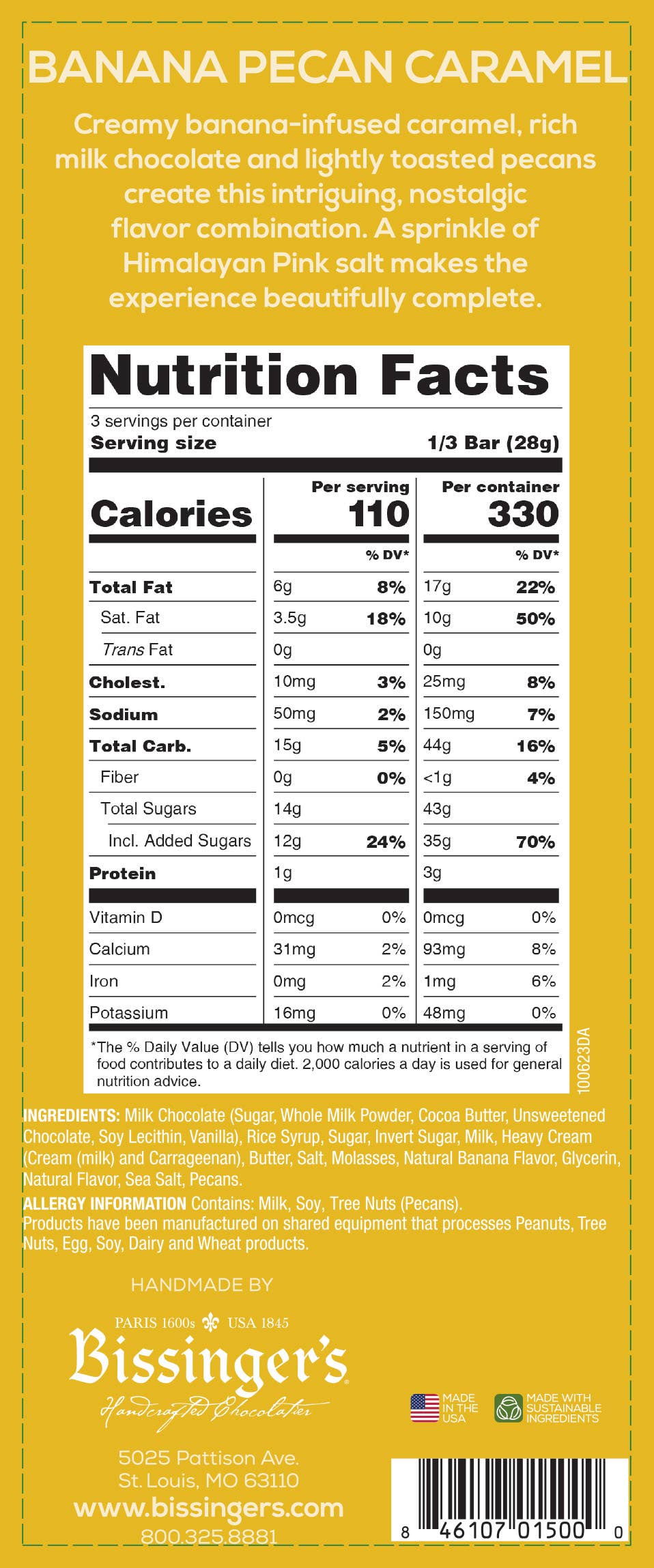 Bissinger's - Wholesale Chocolate Bar - Bissinger's Milk Chocolate Banana Pecan Bar1