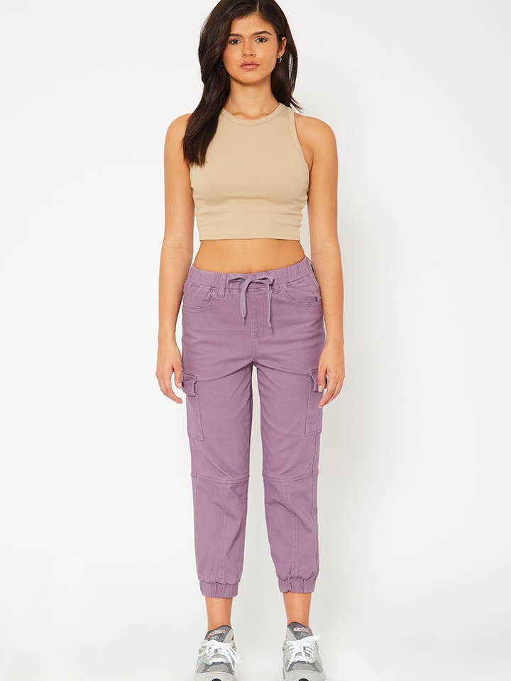 Pantalon de jogging violet taille haute pour la vente par MONKEY RIDE JEANS
