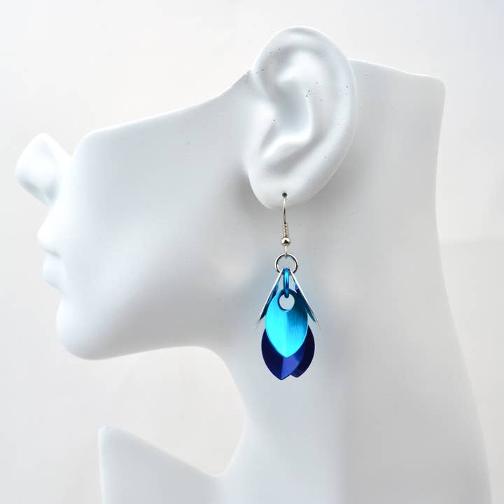 Rebeca Mojica Jewelry - Wholesale Dangle Earrings - Cascading Leaves Short Earrings - Sky2