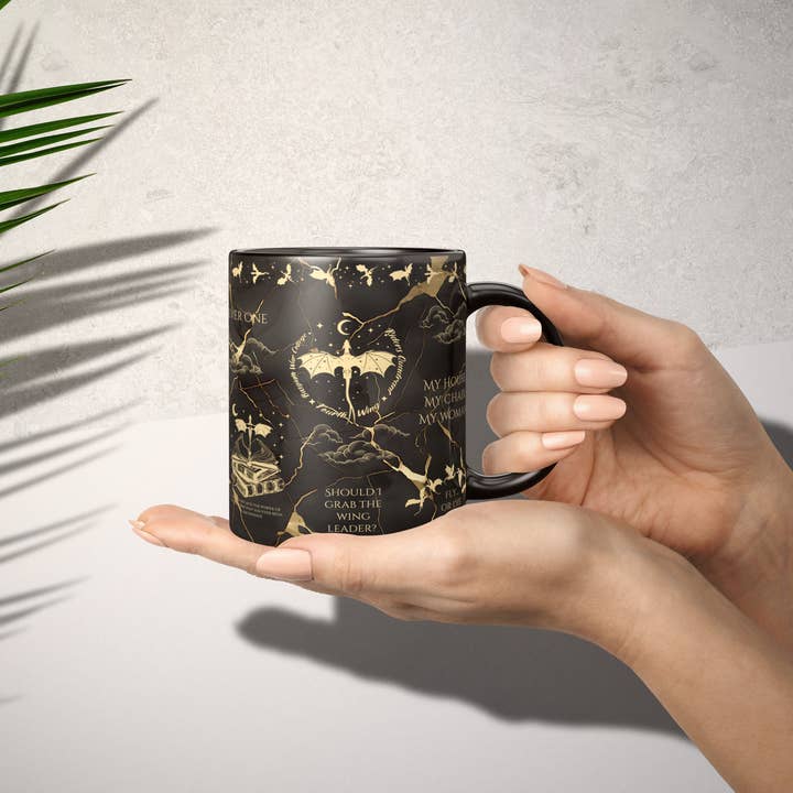 MagicMerchEmporium - Wholesale Coffee Mug - Fourth Wing Black & Gold Mug1