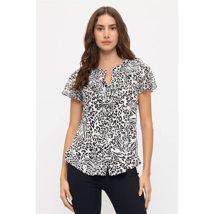 BLOUSE CASCADE MÉLANGE DE MÉDIAS ANIMAUX pour la vente par Perseption