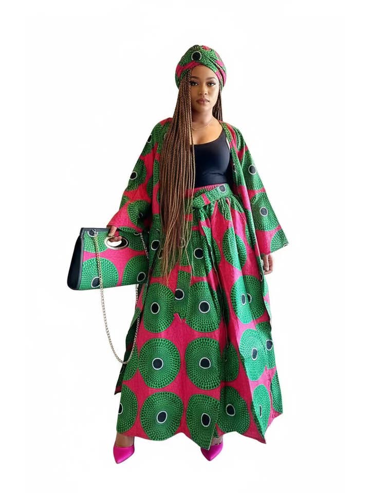 India Batik - Wholesale Dress - Women's - 3pcs Set Maxi Skirt Pocketbook wrap Dress G