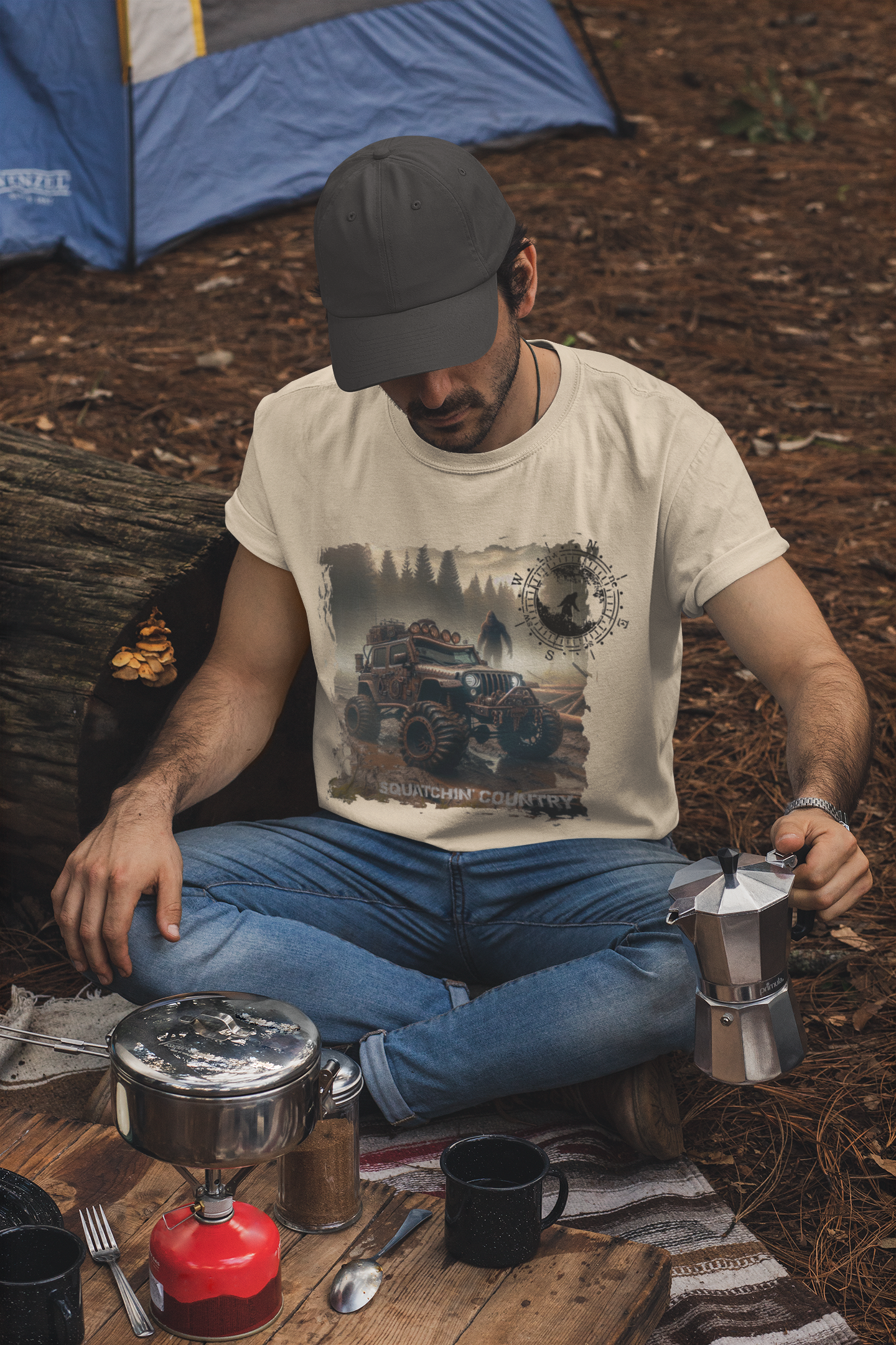 Squatchin’ Country - Wholesale T-Shirt (Graphic) - Men's - Rustic Bigfoot Jeepin Squatchin' Country t-shirt14