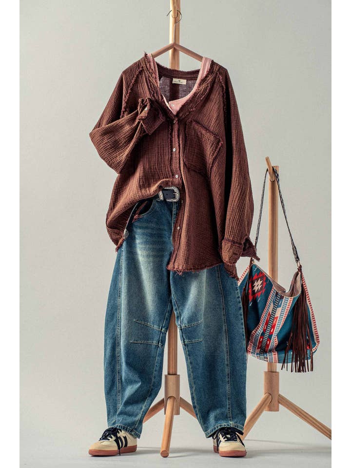 Fashion Week - Wholesale Button Down Shirt - Women's - The Willow Gauze Relaxed Shirt21