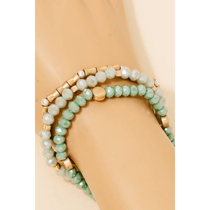 Anarchy Street - Wholesale Beaded Bracelet - Metallic And Faceted Beaded Bracelet Set