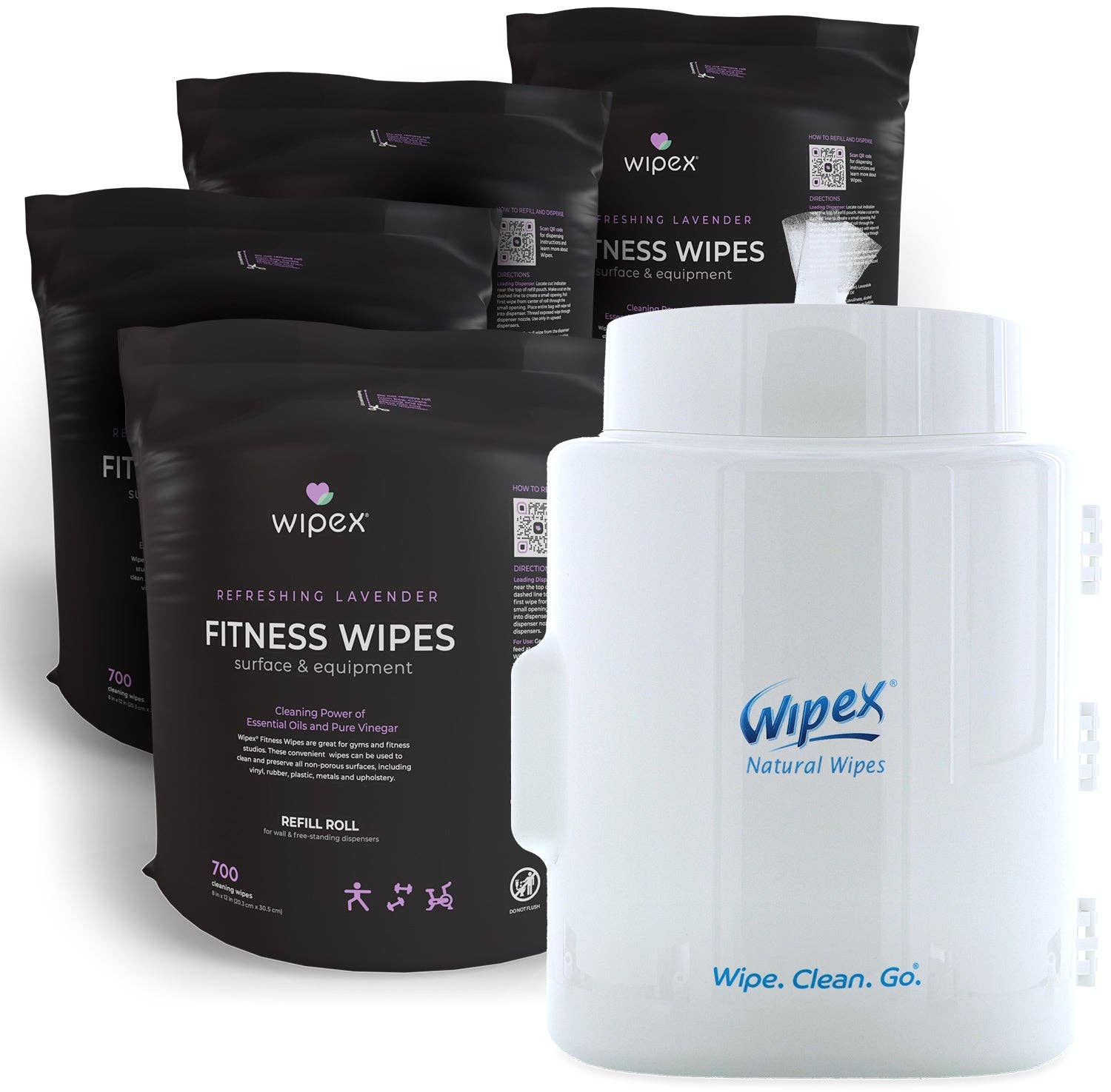Wipex - Vente Lingettes de nettoyage multi-usage - Wipex lingettes naturelles pour équipements de fitness, rouleau de recharge 700 unités en vrac1