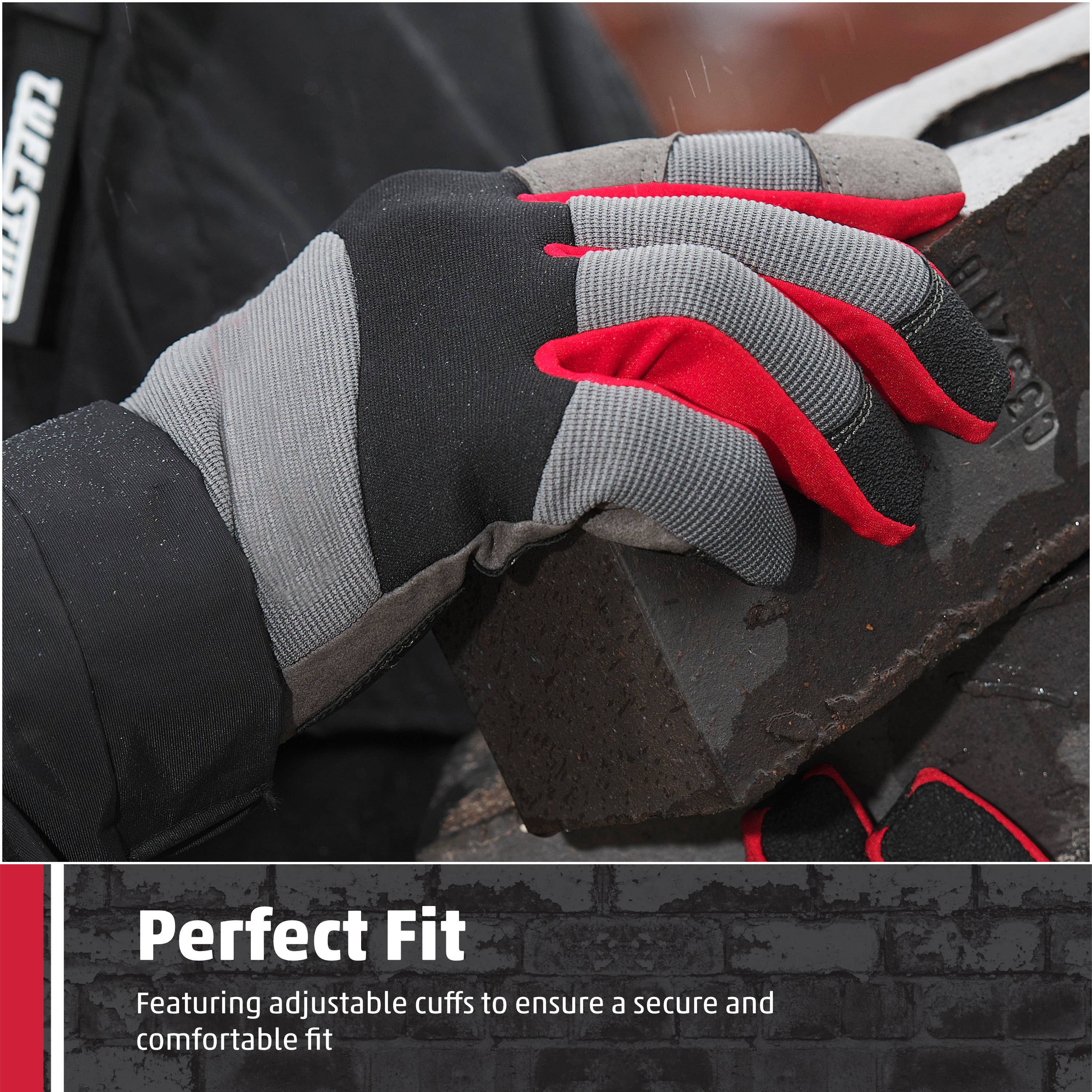 TuffStuff Workwear - Vente Gants – homme - Gants de travail TuffStuff Pro avec paumes rembourrées, noirs et rouges4