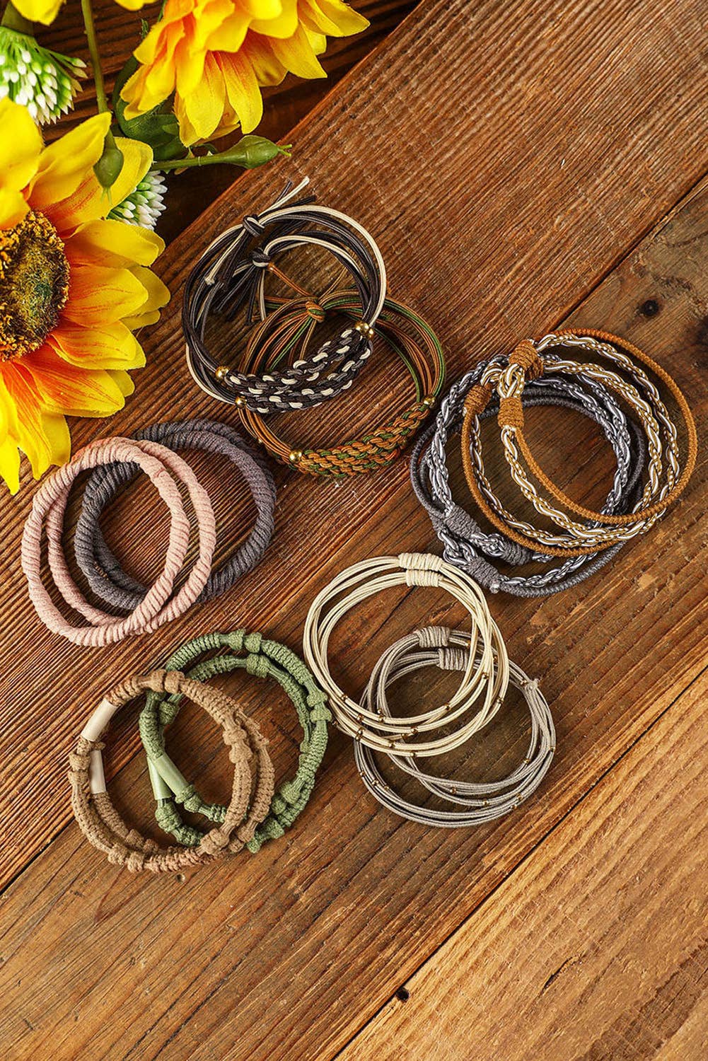 Multicolour 10pcs Boho Knotted Hair Ties for wholesale on Faire2