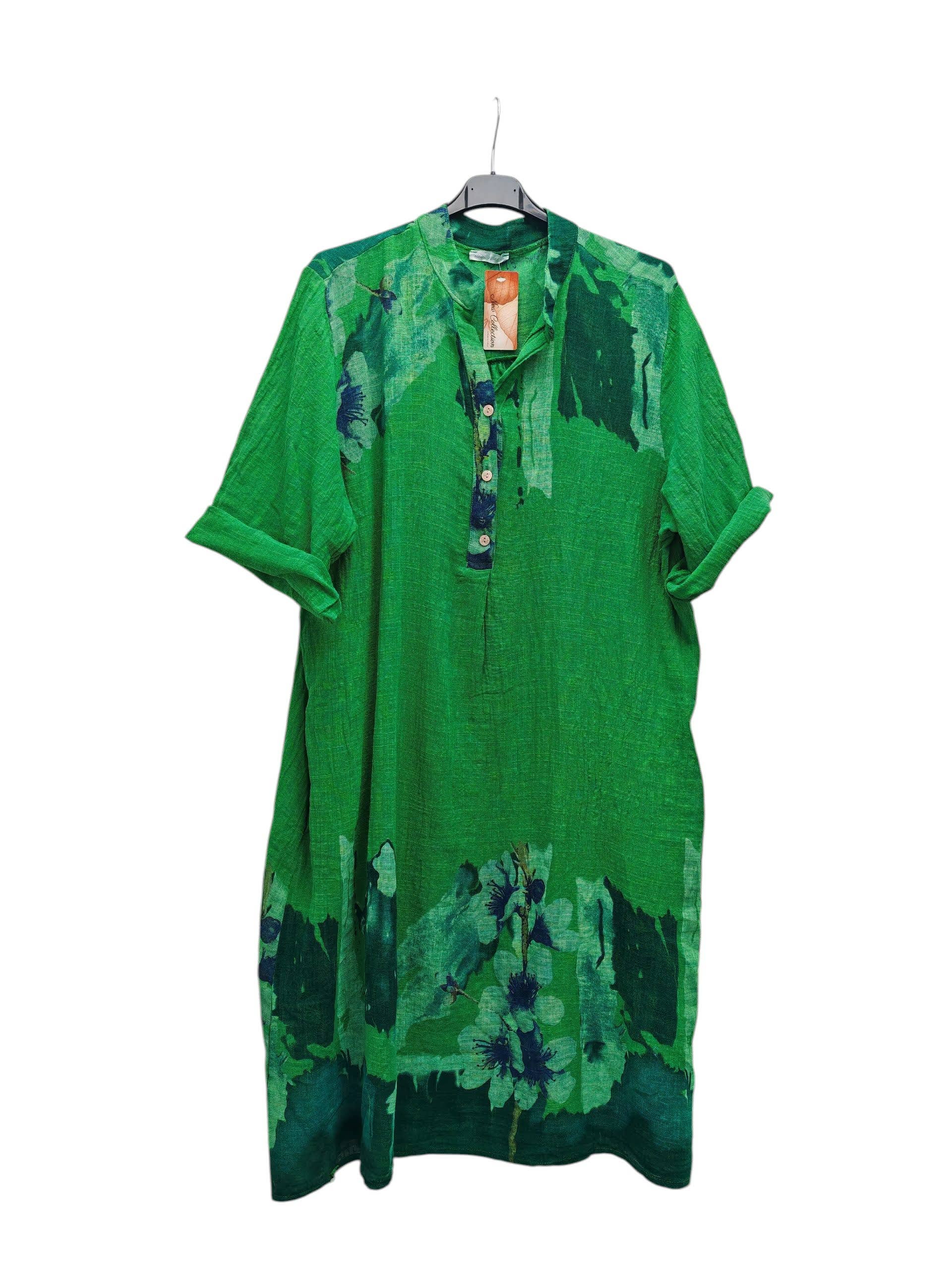 Superbia - Vente Robe – femme - Robe en coton premium taille unique italienne à imprimé floral avec deux poches13