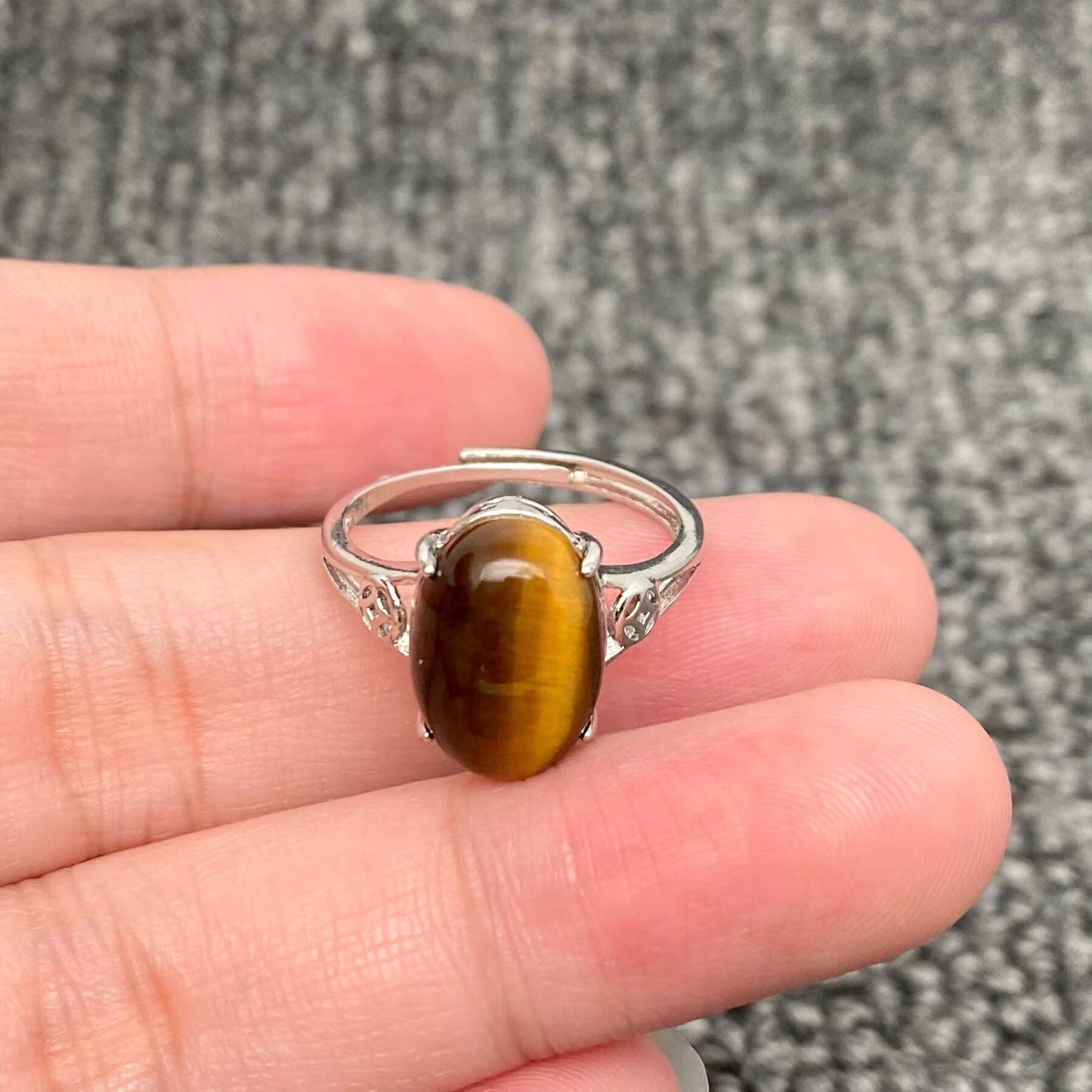 Mio Queena - Vente Solitaire - Bagues naturelles en fluorite, œil-de-tigre et quartz rose - CS4