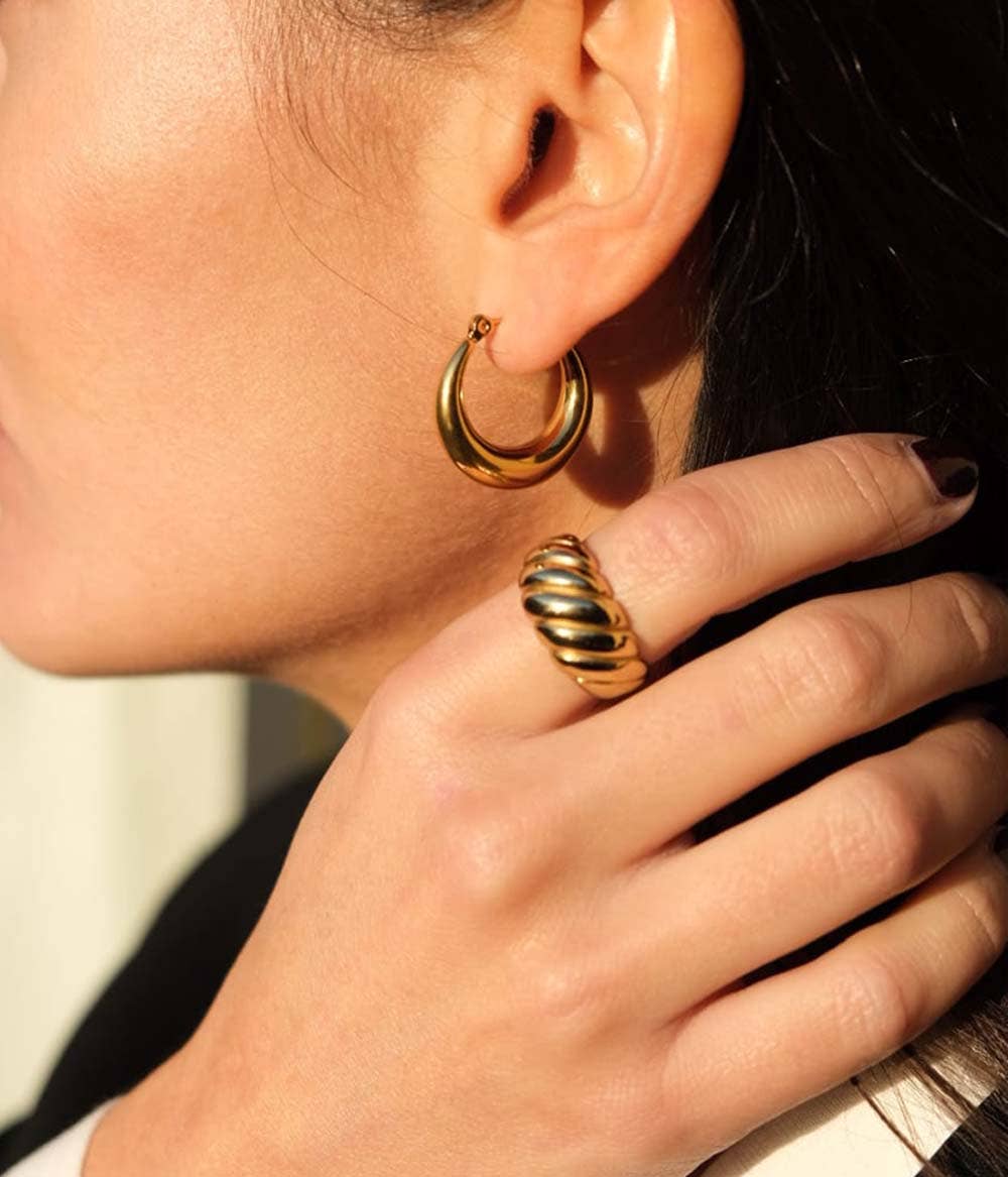 Caprice Paris - Wholesale Hoop Earrings - Junon Gold Small Hoops | Handmade jewelry in France2