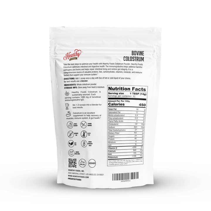 Hearthy Foods - Wholesale Protein/Superfood Powder - Grass Fed Pure Colostrum Powder, Immune Support, Keto, Gut