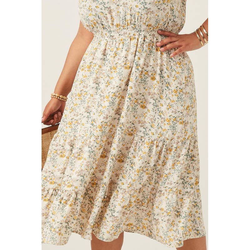 IVOIRE Robe mi-longue débardeur smockée à la taille Plus en vente sur Faire1