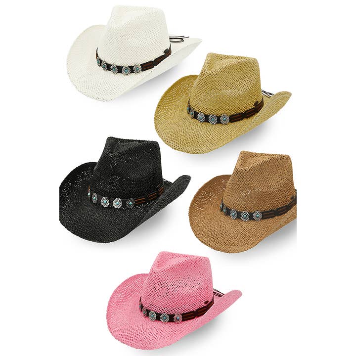 Hana - Wholesale Cowboy Hat - Women's - C.C Turquoise Charm Trim cowboy Hat