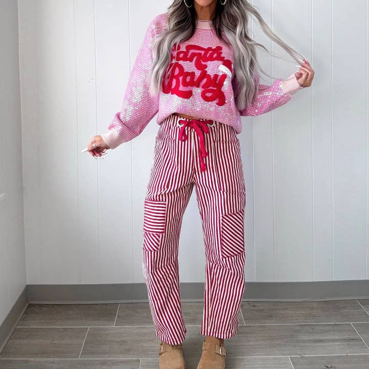 Loose Striped Straight Leg Pants for wholesale by Ekartini