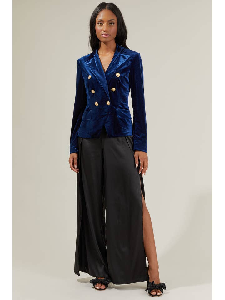 Black Belinda Satin Wrap Pants for wholesale on Faire3