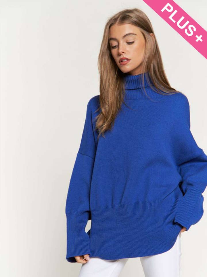 PLUS ROOMY WIDE LONG SLEEVE TURTLE NECK SWEATER for wholesale by Davi & Dani