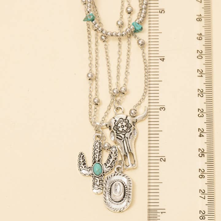 S Western Charms Layered Chain Necklace for wholesale on Faire1